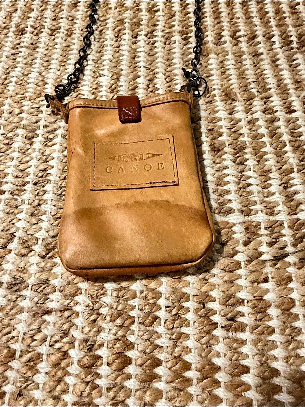 Canoe Hair-On Leather Crossbody Bag in Brown & White